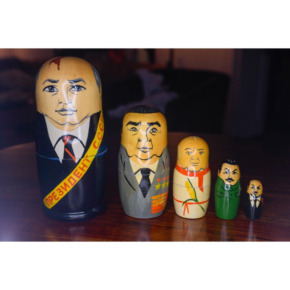 Matryoshka Russian Presidents Nesting Dolls Soviet Leaders Set 5 Gorbachev Lenin